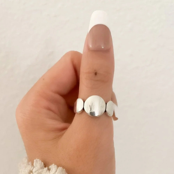 925 Sterling Silver Oval Ring Minimalist Ring Round Circle Ring Band - Picture 10 of 10